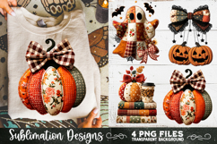 Preppy Floral Fall Patchwork 4 PNG Retro Sublimation Product Image 1