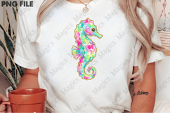 Preppy Brushstroke Summer Seahorse PNG Product Image 2