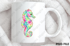 Preppy Brushstroke Summer Seahorse PNG Product Image 4