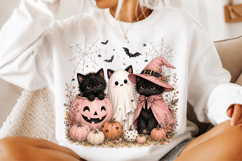 Preppy Cat Mom Pumpkin Ghost Png Product Image 2