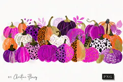 Preppy Chic Gourds Clipart | Halloween Png Product Image 1