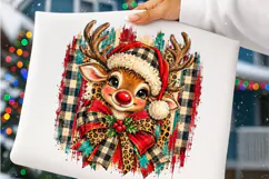 Preppy Christmas Reindeer PNG | Leopard & Buffalo Plaid Bow Product Image 5