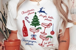 Preppy Christmas PNG, Christmas Cocktail PNG,Champagne Product Image 2