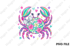 Preppy Crab PNG, Coquette Summer Beach Product Image 1