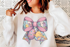 Preppy Easter Bow PNG, Bunny Chicks Pastel Eggs and Glitter Product Image 4