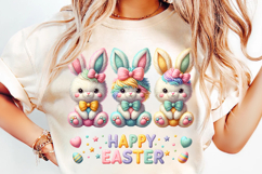 Faux Yarn Happy Easter Png, Crochet png, Latch Hook Easter Bunny Png, Coquette Bow Bunny Png, Preppy Easter Png, Faux Embroidery Easter Png