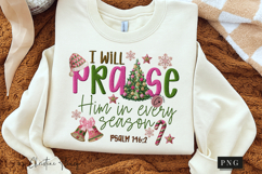 Bible Verse Embroidery I Will Praise Him PNG Product Image 3