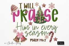 Bible Verse Embroidery I Will Praise Him PNG Product Image 4