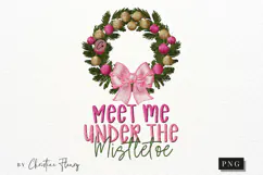 Faux Embroidery Christmas Wreath PNG Product Image 4