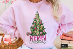 Faux Embroidery Merry Christmas Tree PNG Product Image 10