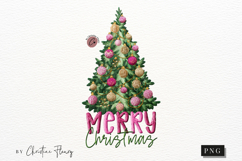 Faux Embroidery Merry Christmas Tree PNG Product Image 4