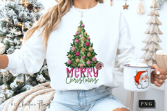 Faux Embroidery Merry Christmas Tree PNG Product Image 5