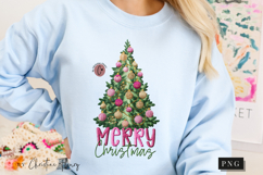 Faux Embroidery Merry Christmas Tree PNG Product Image 8