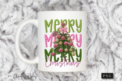 Faux Embroidery Preppy Merry Christmas PNG Product Image 2