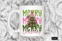 Faux Embroidery Preppy Merry Christmas PNG Product Image 2