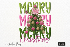 Faux Embroidery Preppy Merry Christmas PNG Product Image 4