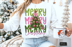 Faux Embroidery Preppy Merry Christmas PNG Product Image 5