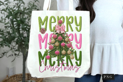 Faux Embroidery Preppy Merry Christmas PNG Product Image 7