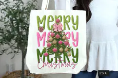 Faux Embroidery Preppy Merry Christmas PNG Product Image 7