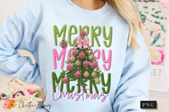 Faux Embroidery Preppy Merry Christmas PNG Product Image 8