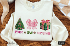 Faux Embroidery Peace Love Christmas PNG Product Image 3
