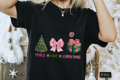Faux Embroidery Peace Love Christmas PNG Product Image 6