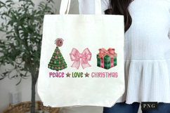 Faux Embroidery Peace Love Christmas PNG Product Image 7