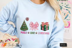 Faux Embroidery Peace Love Christmas PNG Product Image 8