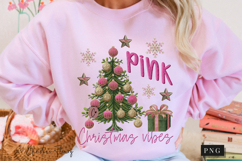 Faux Embroidery Pink Christmas Vibes PNG Product Image 10