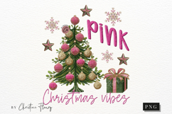 Faux Embroidery Pink Christmas Vibes PNG Product Image 4
