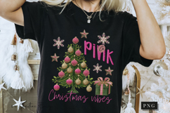 Faux Embroidery Pink Christmas Vibes PNG Product Image 6