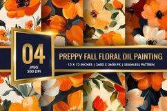Preppy Fall Floral Oil Painting Digital Paper Product Image 1