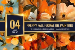 Preppy Fall Floral Oil Painting Digital Paper Product Image 1