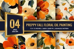 Preppy Fall Floral Oil Painting Digital Paper Product Image 1