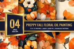 Preppy Floral Oil Painting Digital Paper Product Image 1