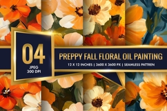 Preppy Fall Floral Oil Painting Digital Paper Product Image 1