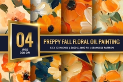 Preppy Fall Floral Oil Painting Digital Paper Product Image 1
