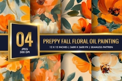 Preppy Floral Oil Painting Digital Paper Product Image 1