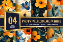 Preppy Fall Floral Oil Painting Digital Paper Product Image 1