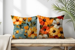 Preppy Fall Floral Oil Painting Digital Paper Product Image 2