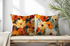Preppy Fall Floral Oil Painting Digital Paper Product Image 2