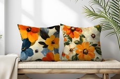 Preppy Fall Floral Oil Painting Digital Paper Product Image 2