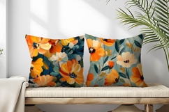 Preppy Fall Floral Oil Painting Digital Paper Product Image 2