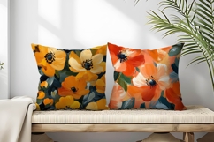 Preppy Fall Floral Oil Painting Digital Paper Product Image 2