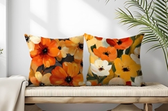 Preppy Fall Floral Oil Painting Digital Paper Product Image 2