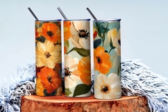 Preppy Fall Floral Oil Painting Digital Paper Product Image 3
