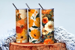 Preppy Fall Floral Oil Painting Digital Paper Product Image 3