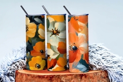 Preppy Fall Floral Oil Painting Digital Paper Product Image 3