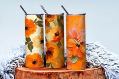 Preppy Fall Floral Oil Painting Digital Paper Product Image 3
