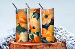 Rustic Autumn Floral Oil Painting Set Digital Paper Product Image 3